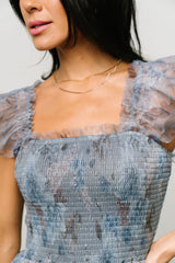 Clementine Tulle Midi Dress | Baltic Born Dusty Blue Floral