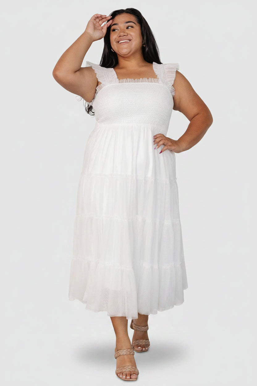Emma Smocked Tulle Dress | Baltic Born Off White