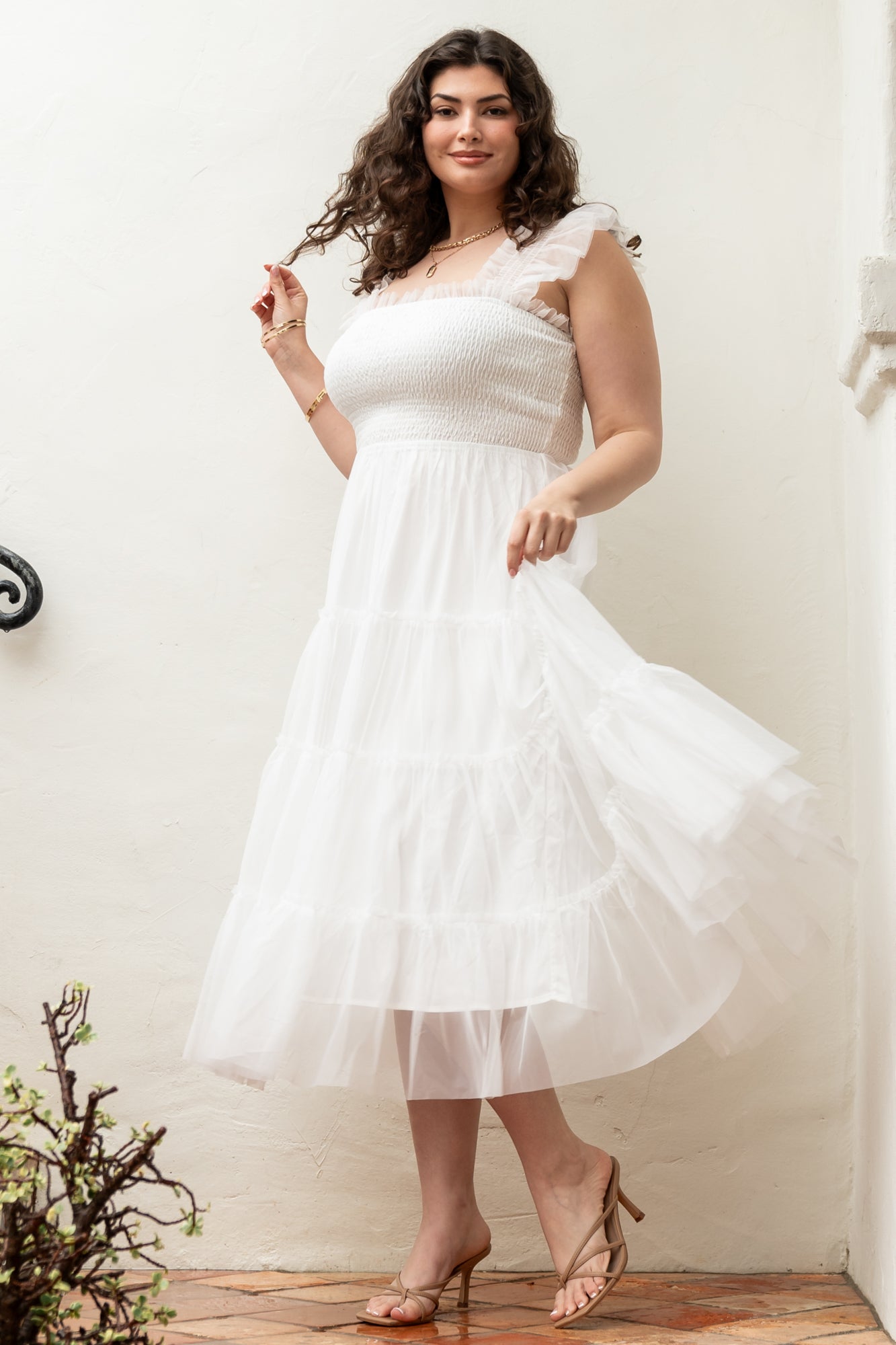 Emma Smocked Tulle Dress | Baltic Born Off White