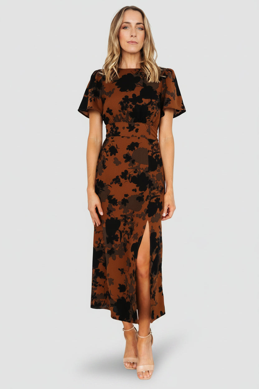 Lenni Midi Dress | Baltic Born Espresso Print
