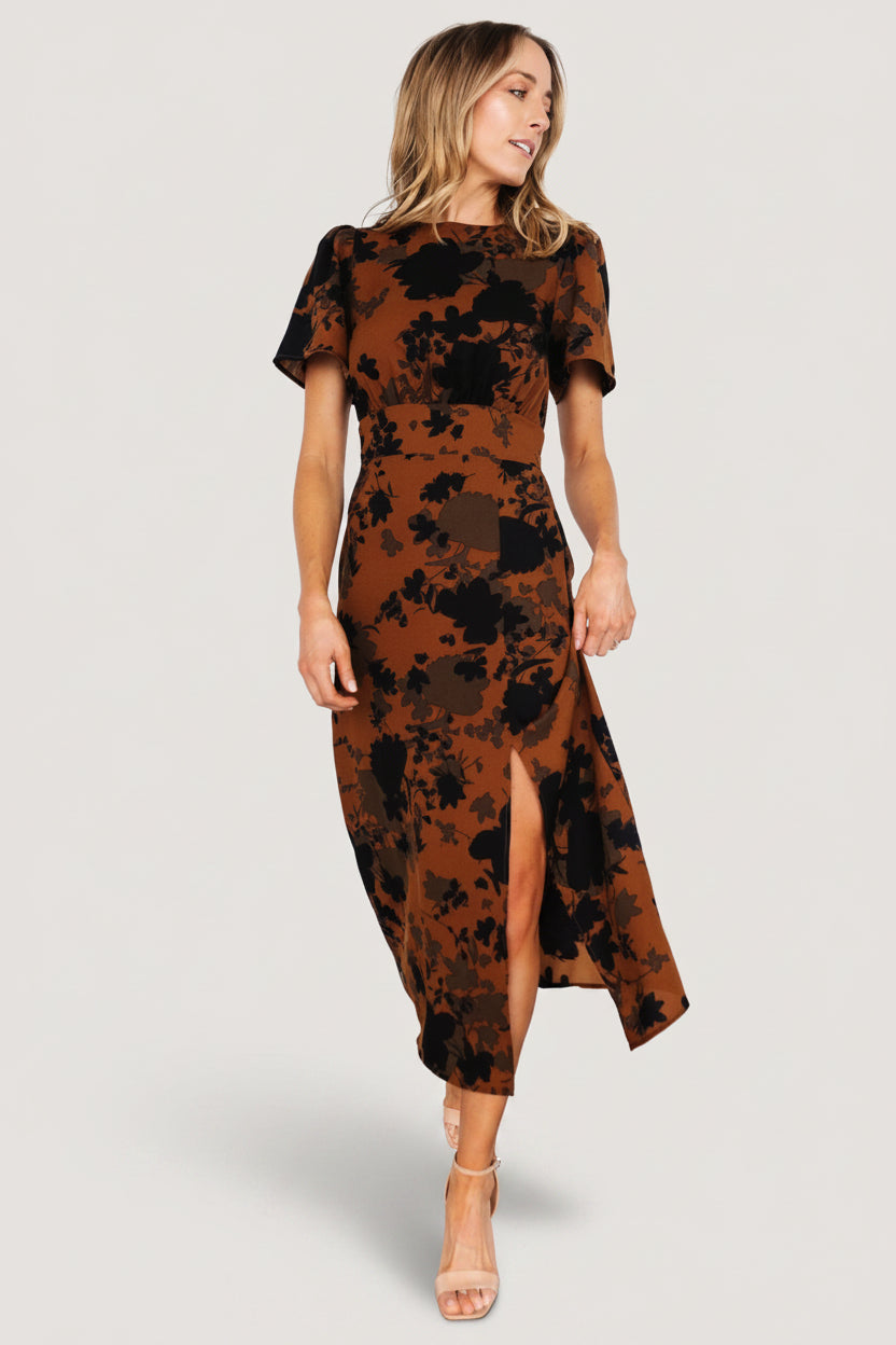 Lenni Midi Dress | Baltic Born Espresso Print