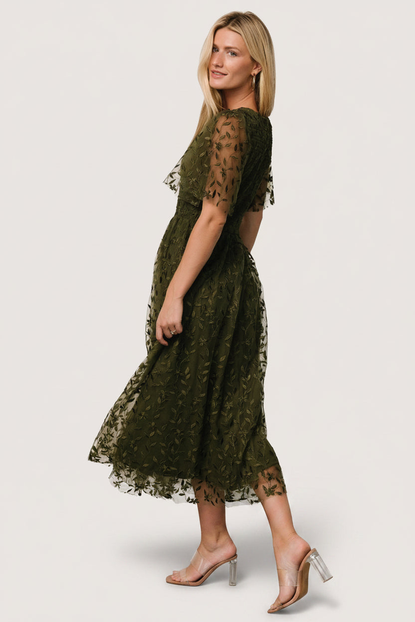 Kendra Embroidered Dress | Baltic Born Olive