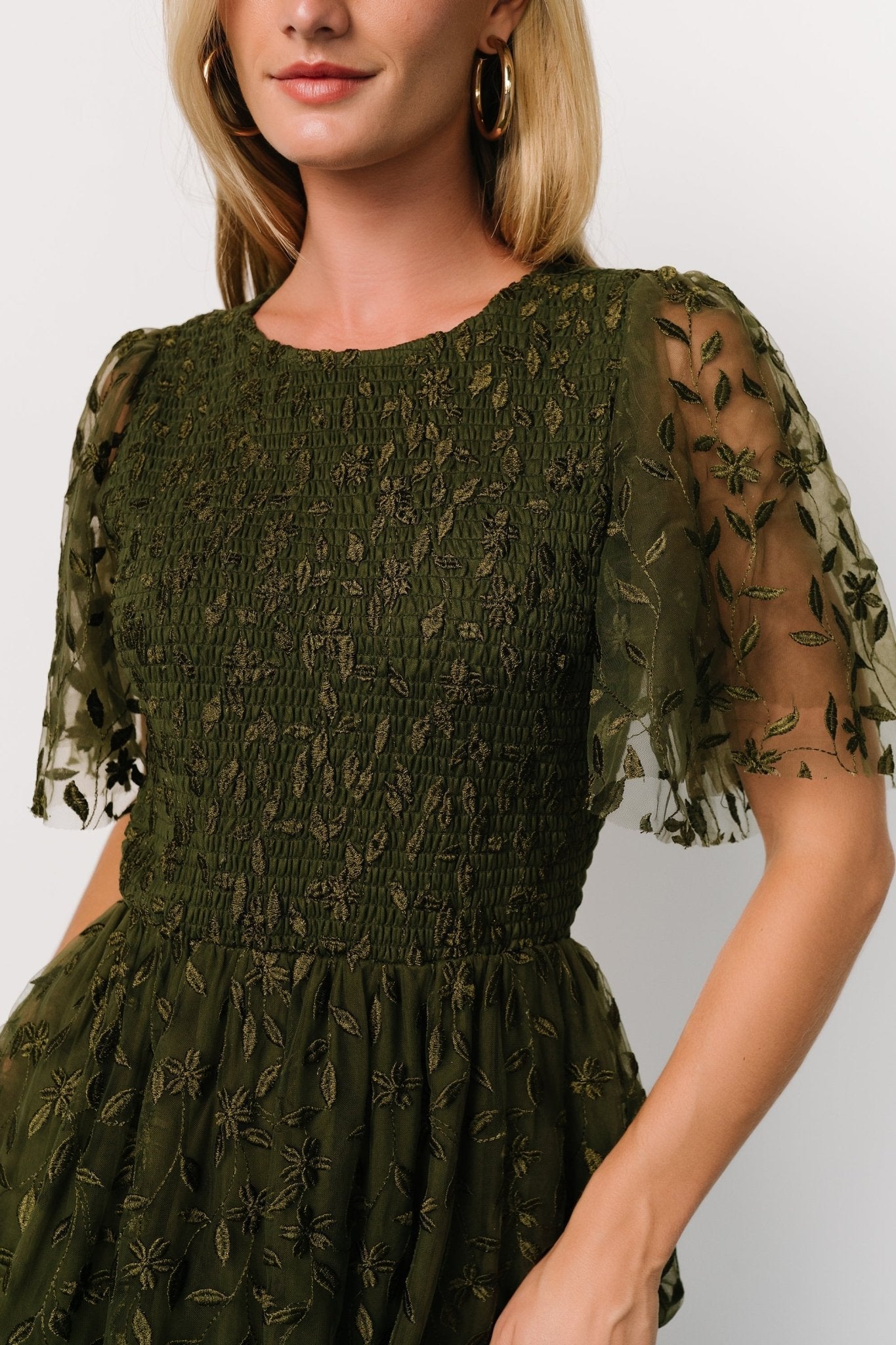 Kendra Embroidered Dress | Baltic Born Olive