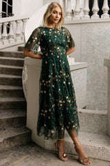 Arabella Embroidered Tulle Maxi Dress | Baltic Born Dark Green Floral