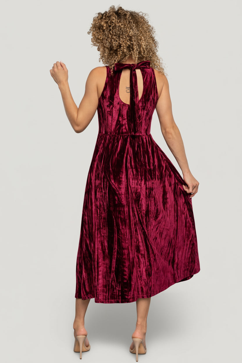 Octavia Velvet Midi Dress | Baltic Born Cranberry