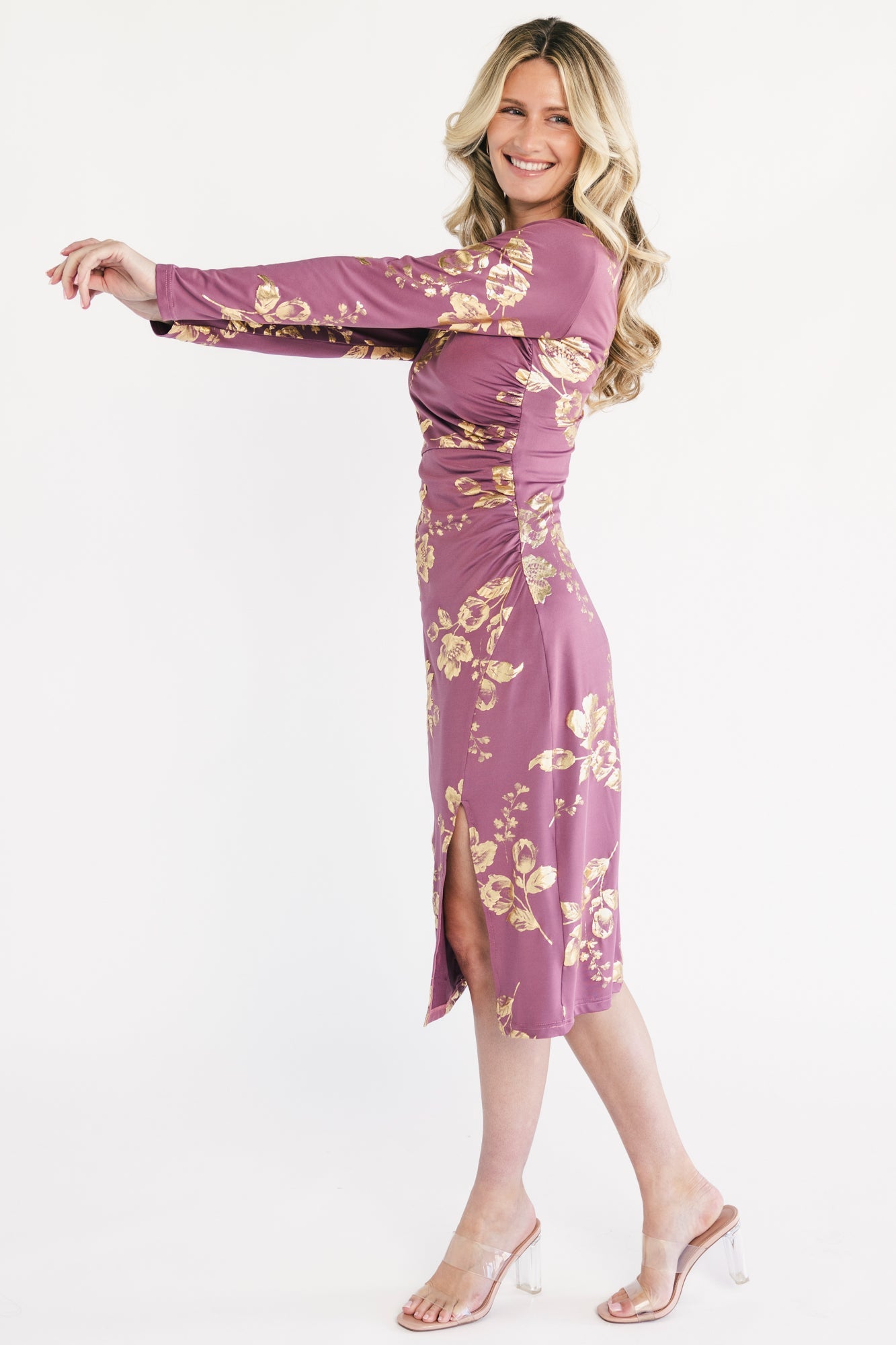 Valeria Midi Dress | Baltic Born Dusty Orchid + Gold