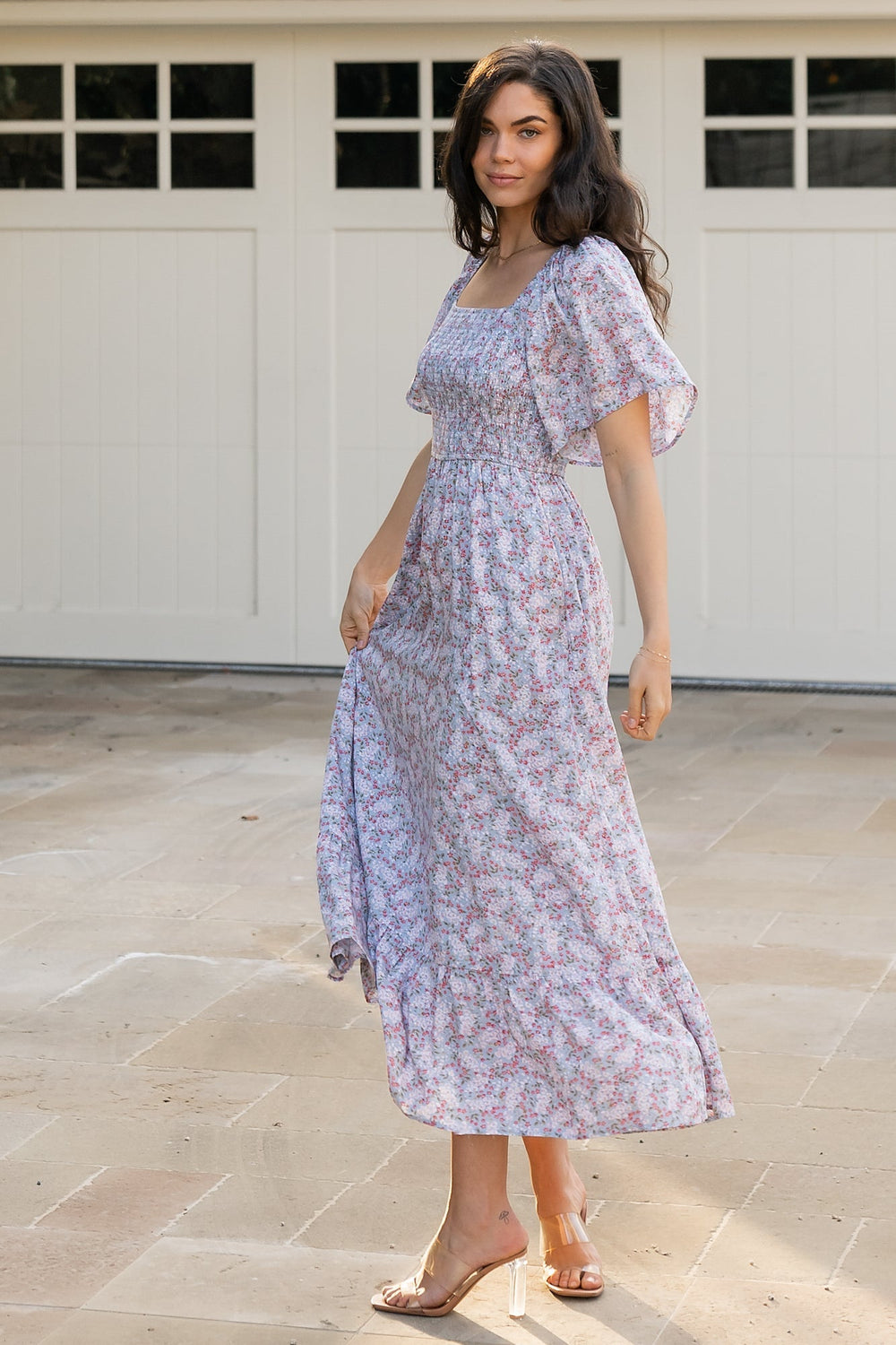 Lyssa Smocked Dress | Baltic Born Dusty Blue Floral