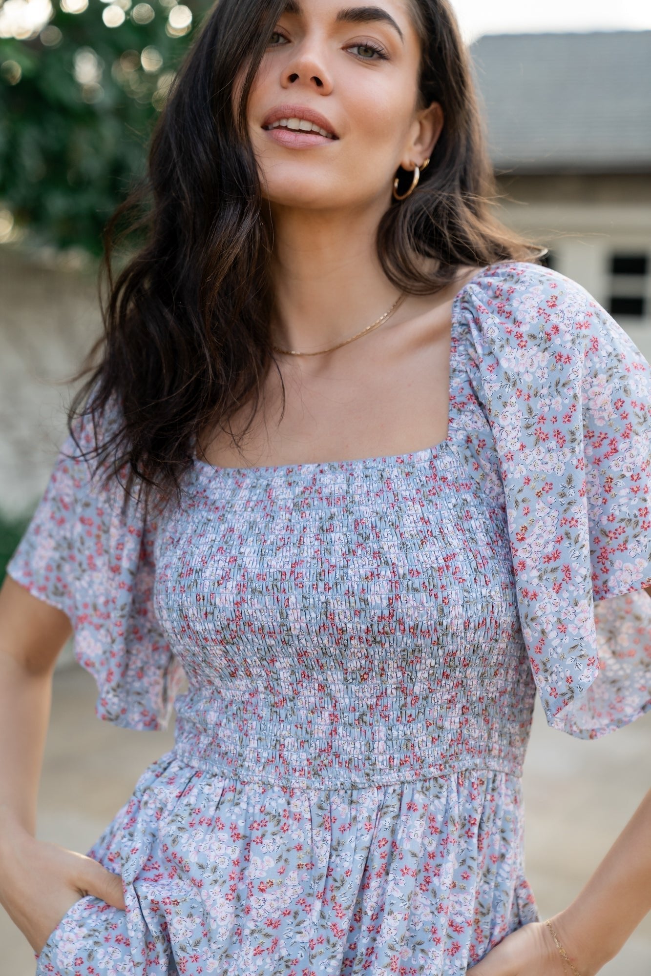 Lyssa Smocked Dress | Baltic Born Dusty Blue Floral