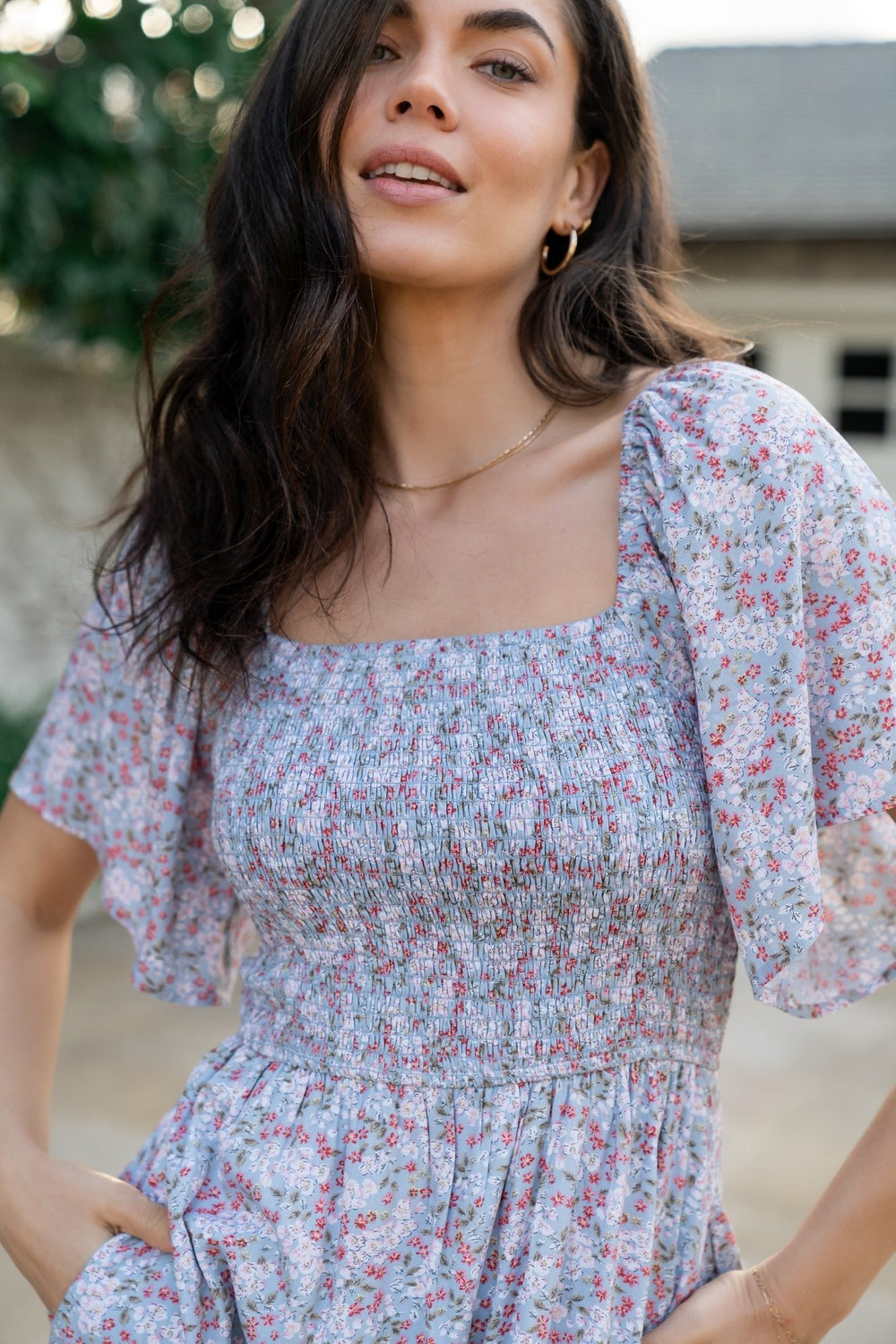 Lyssa Smocked Dress | Baltic Born Dusty Blue Floral