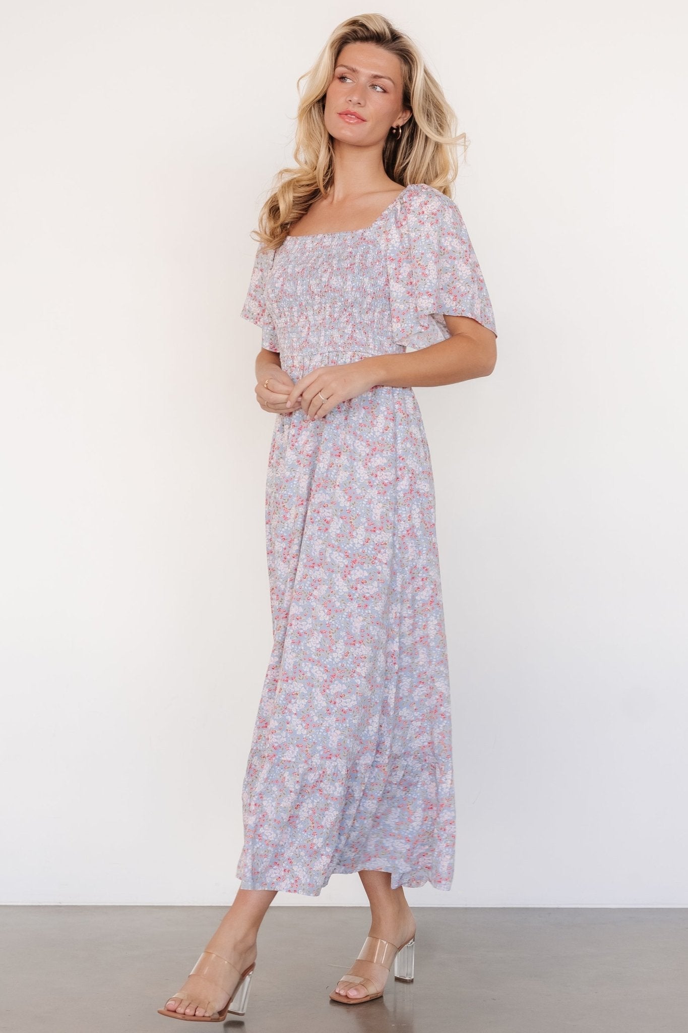 Lyssa Smocked Dress | Baltic Born Dusty Blue Floral