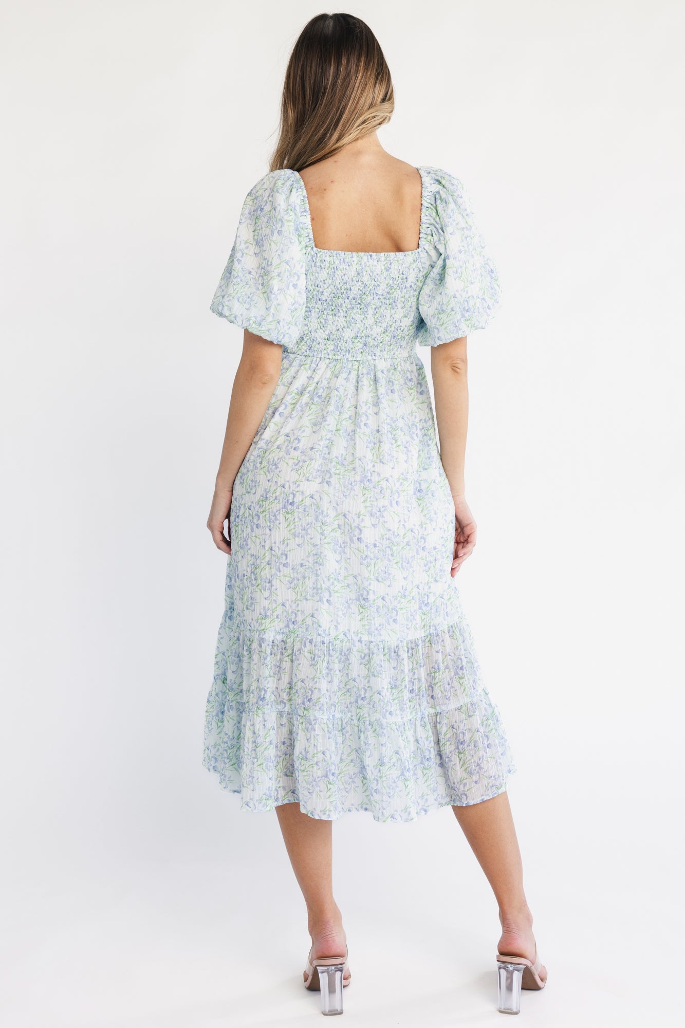 Jane Bow Midi Dress | Baltic Born Blue + Green Floral