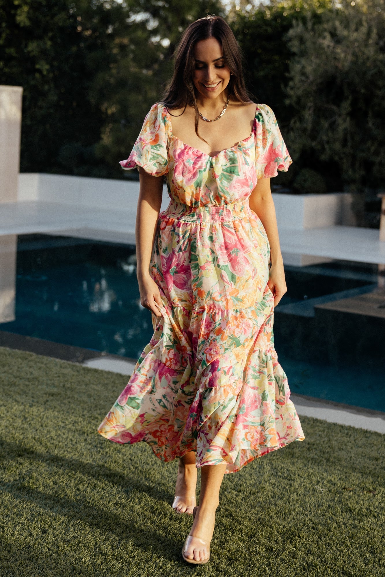Denzel Puff Sleeve Midi Dress | Baltic Born Multi Floral