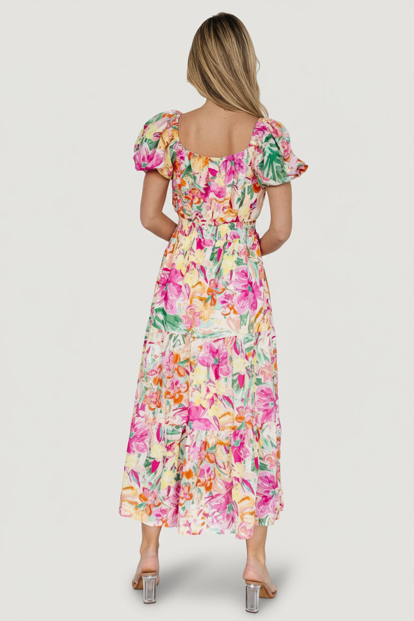 Denzel Puff Sleeve Midi Dress | Baltic Born Multi Floral