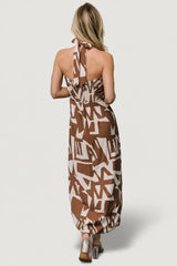 Halin Halter Dress | Baltic Born Brown + Natural Print