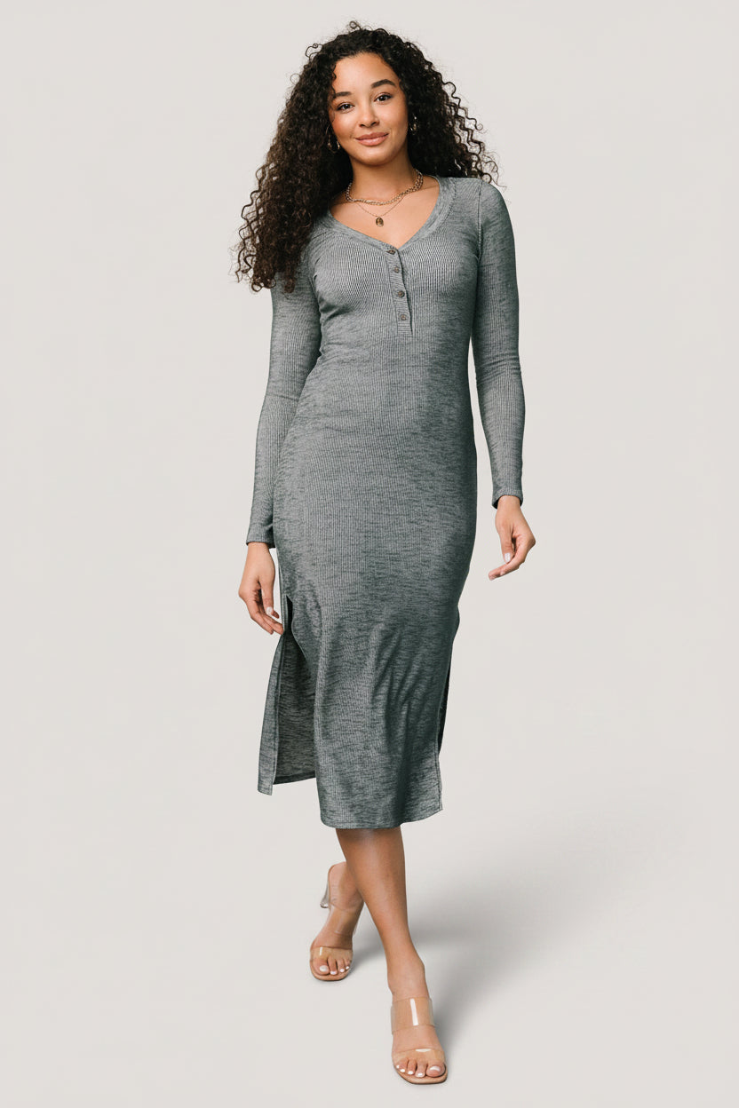 Denver Ribbed Midi Dress | Baltic Born Heathered Jade