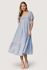 Poppy Midi Dress | Baltic Born Blue + Off White