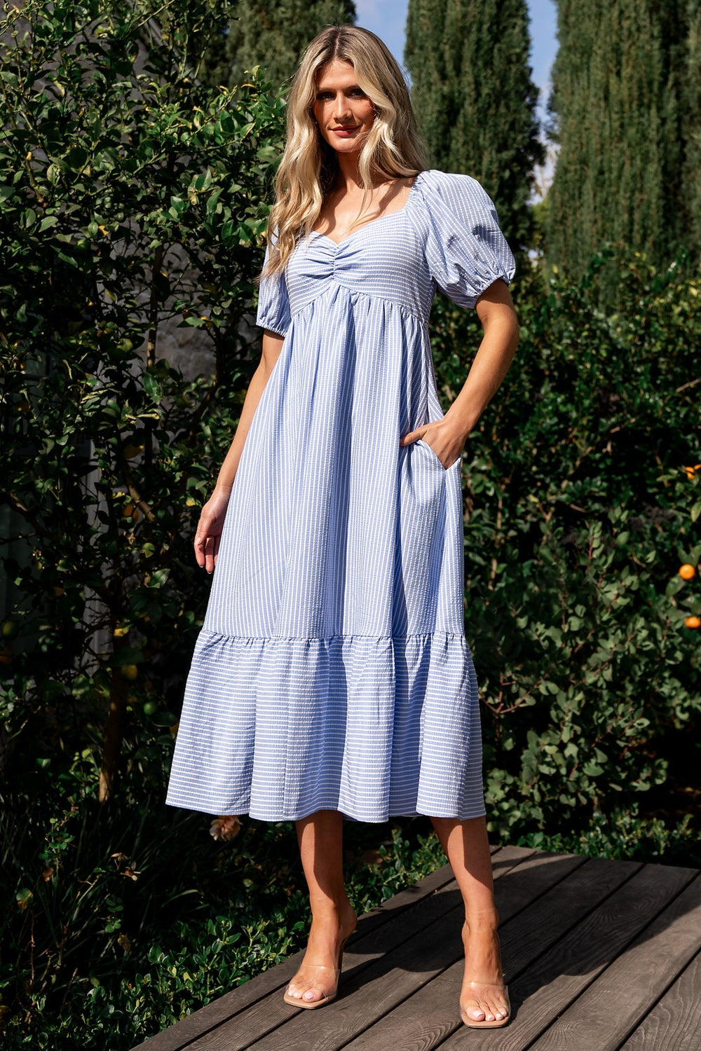 Poppy Midi Dress | Baltic Born Blue + Off White