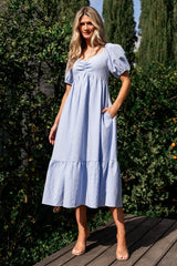 Poppy Midi Dress | Baltic Born Blue + Off White