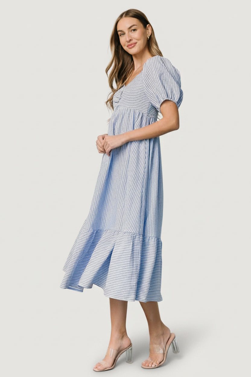 Poppy Midi Dress | Baltic Born Blue + Off White