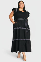 Elisa Embroidered Midi Dress | Baltic Born Black