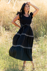 Elisa Embroidered Midi Dress | Baltic Born Black