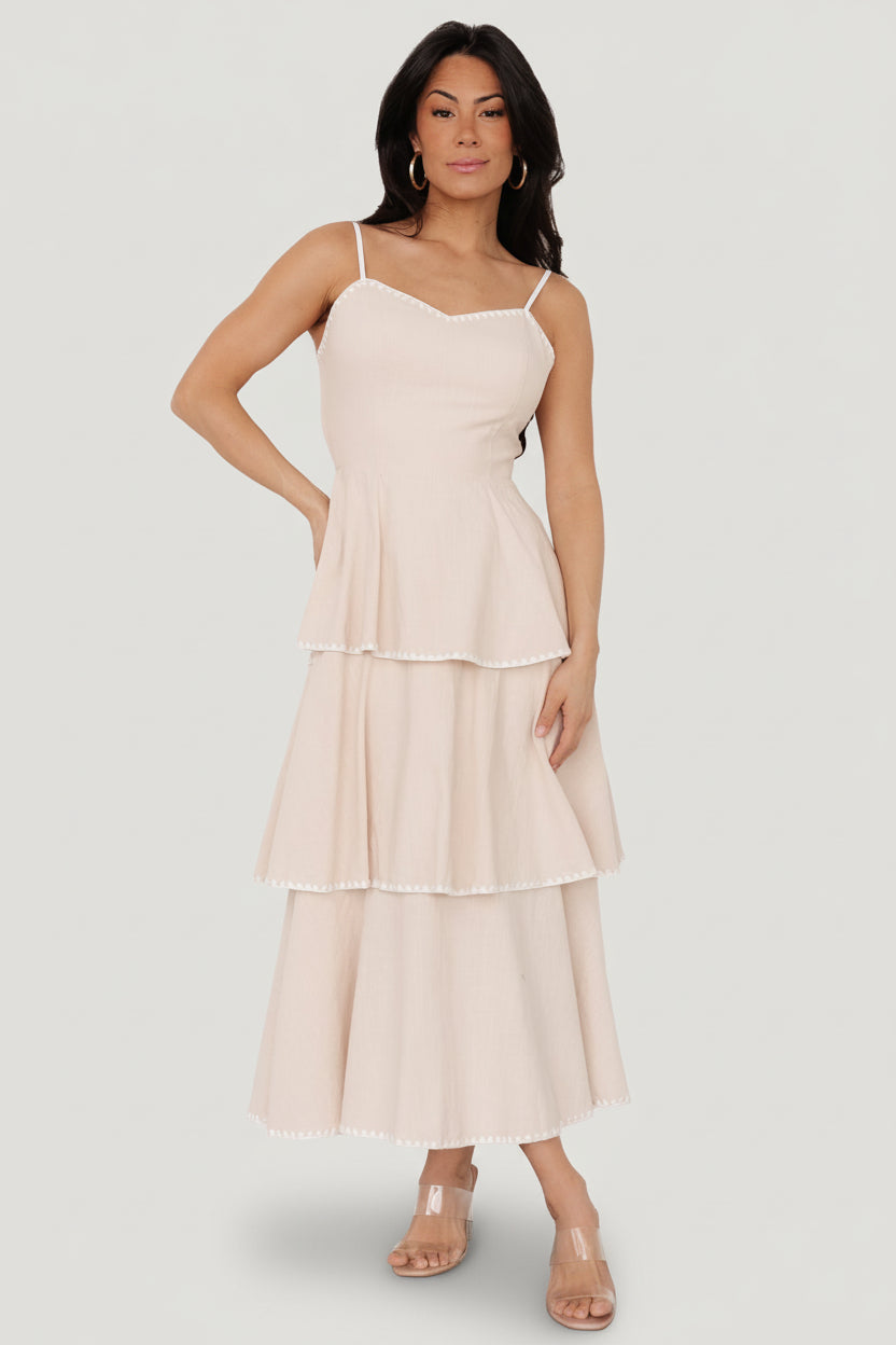 Odette Tiered Dress | Baltic Born Natural + White