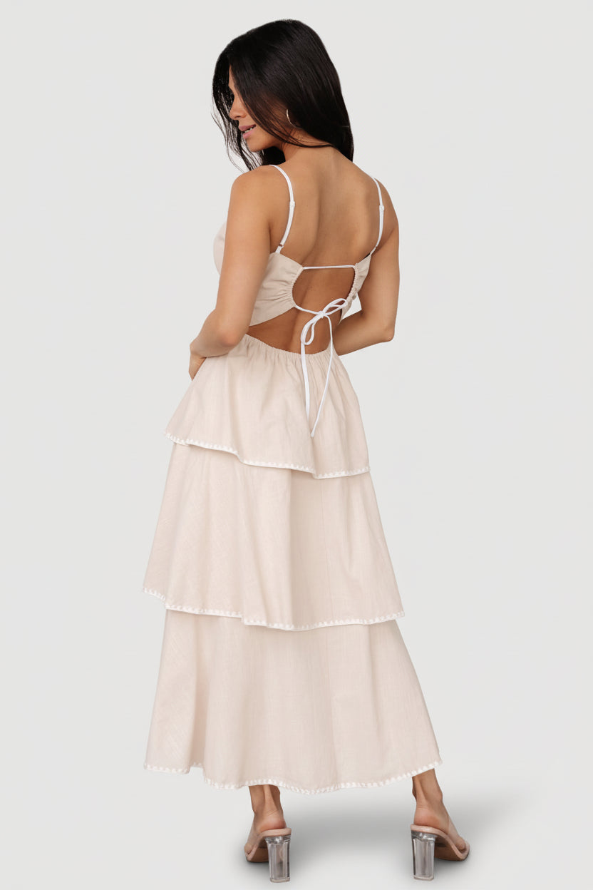 Odette Tiered Dress | Baltic Born Natural + White
