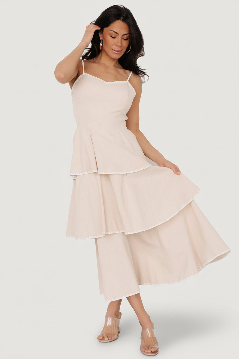 Odette Tiered Dress | Baltic Born Natural + White