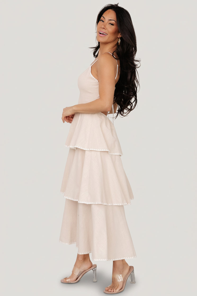 Odette Tiered Dress | Baltic Born Natural + White