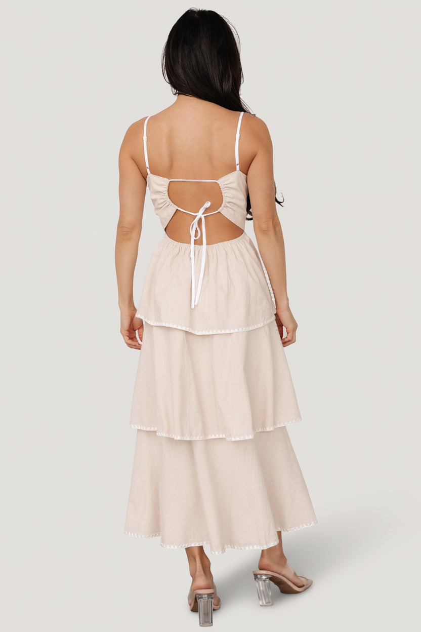 Odette Tiered Dress | Baltic Born Natural + White
