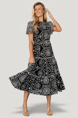 Mirabel Eyelet Midi Dress | Baltic Born Black + White