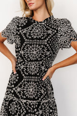 Mirabel Eyelet Midi Dress | Baltic Born Black + White