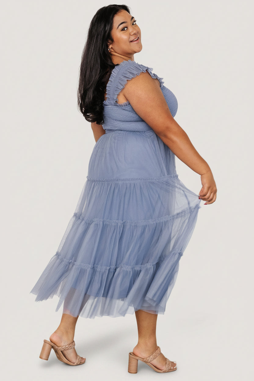 Emma Smocked Tulle Dress | Baltic Born Slate Blue