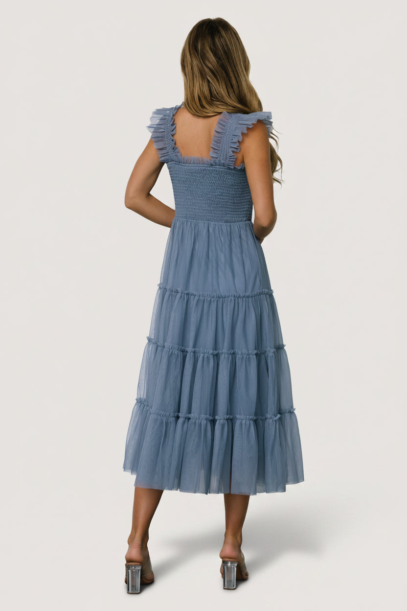 Emma Smocked Tulle Dress | Baltic Born Slate Blue