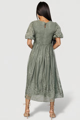 Corrine Embroidered Midi Dress | Baltic Born Deep Sage