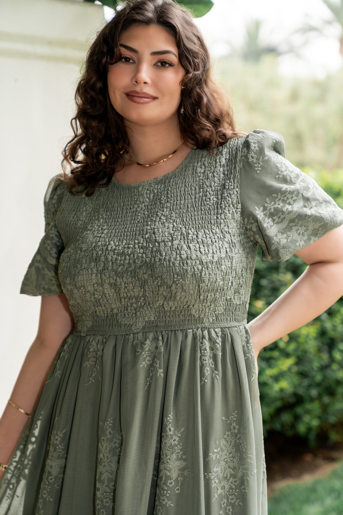Corrine Embroidered Midi Dress | Baltic Born Deep Sage