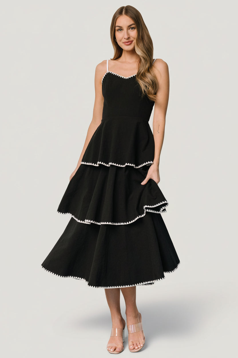 Odette Tiered Dress | Baltic Born Black + White