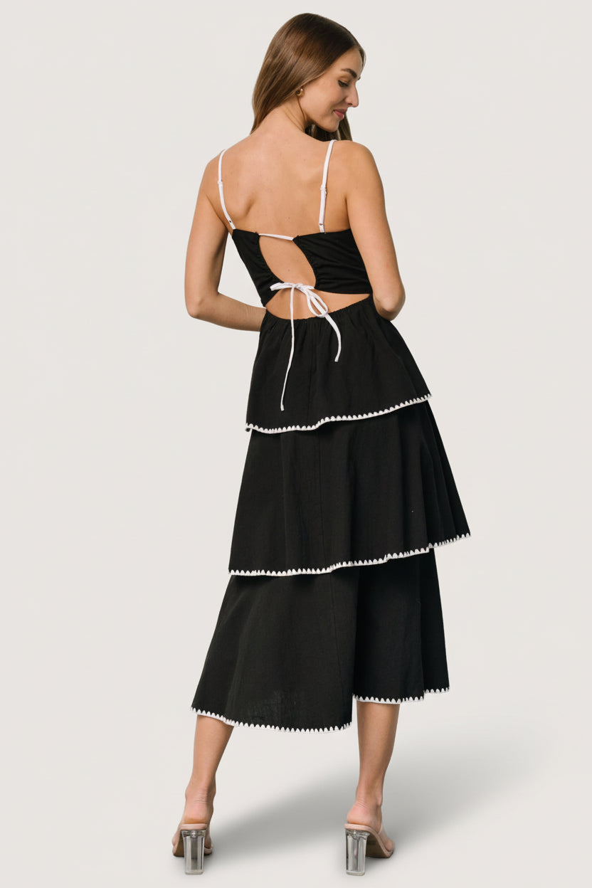 Odette Tiered Dress | Baltic Born Black + White