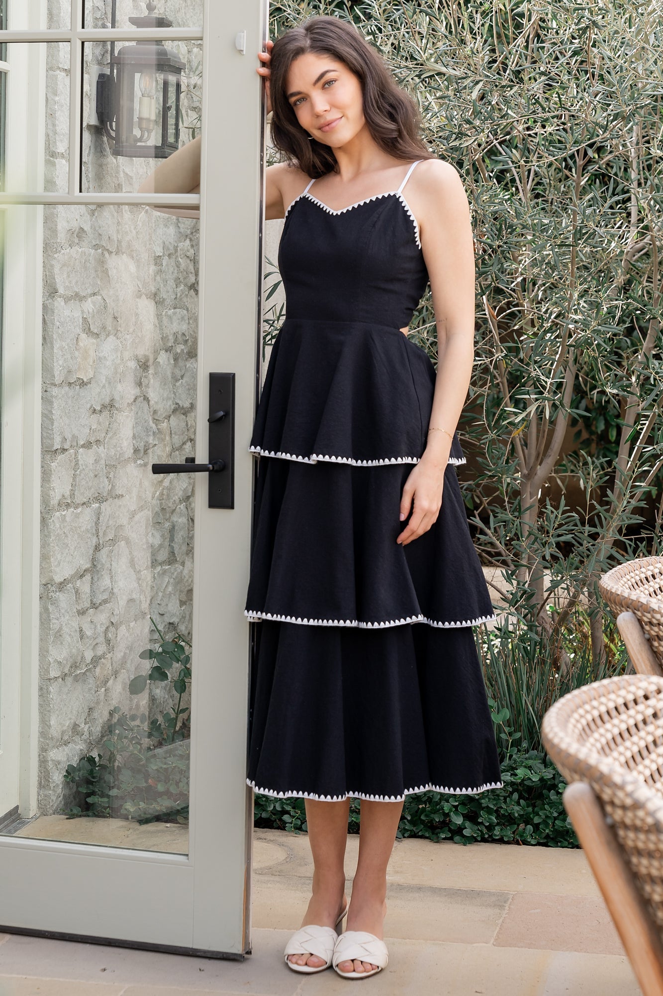 Odette Tiered Dress | Baltic Born Black + White