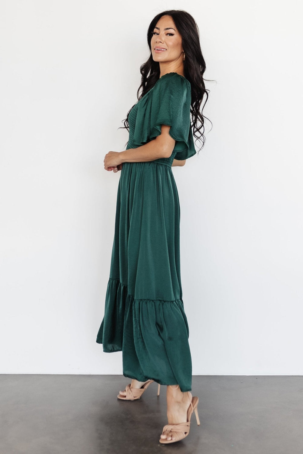 Lovell Smocked Midi Dress | Baltic Born Emerald