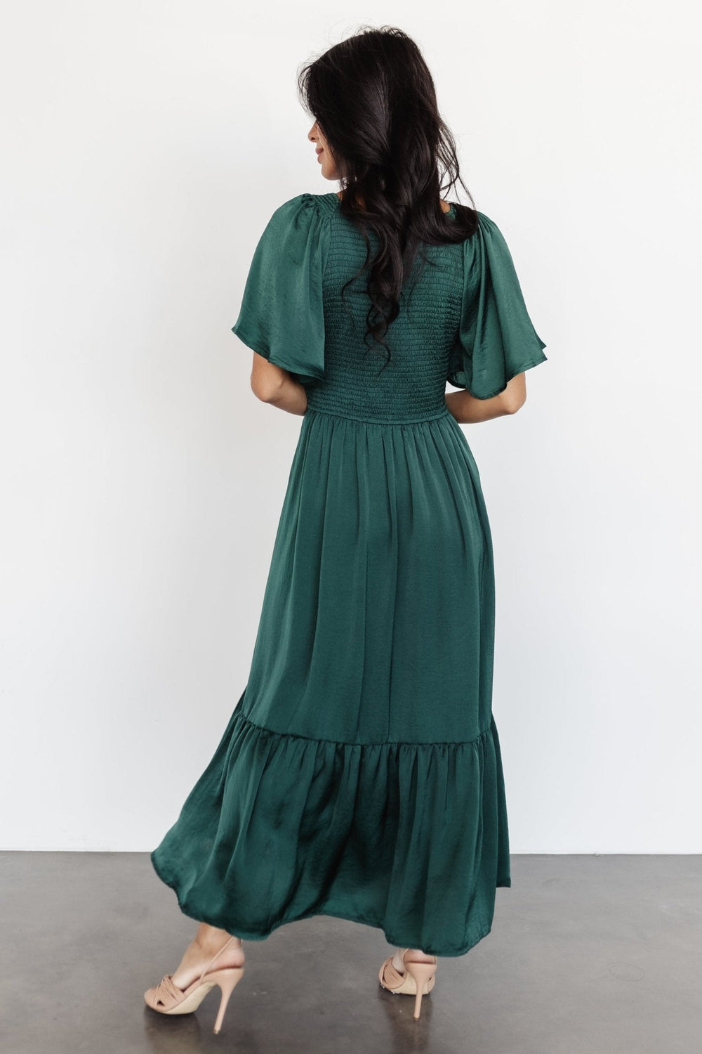 Lovell Smocked Midi Dress | Baltic Born Emerald