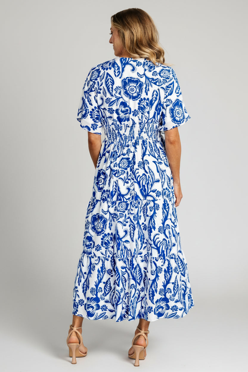 Austin Kimono Dress | Baltic Born Cobalt Print