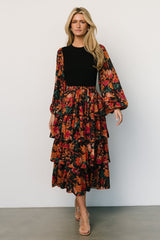 Sylvie Tiered Midi Dress | Baltic Born Black Multi
