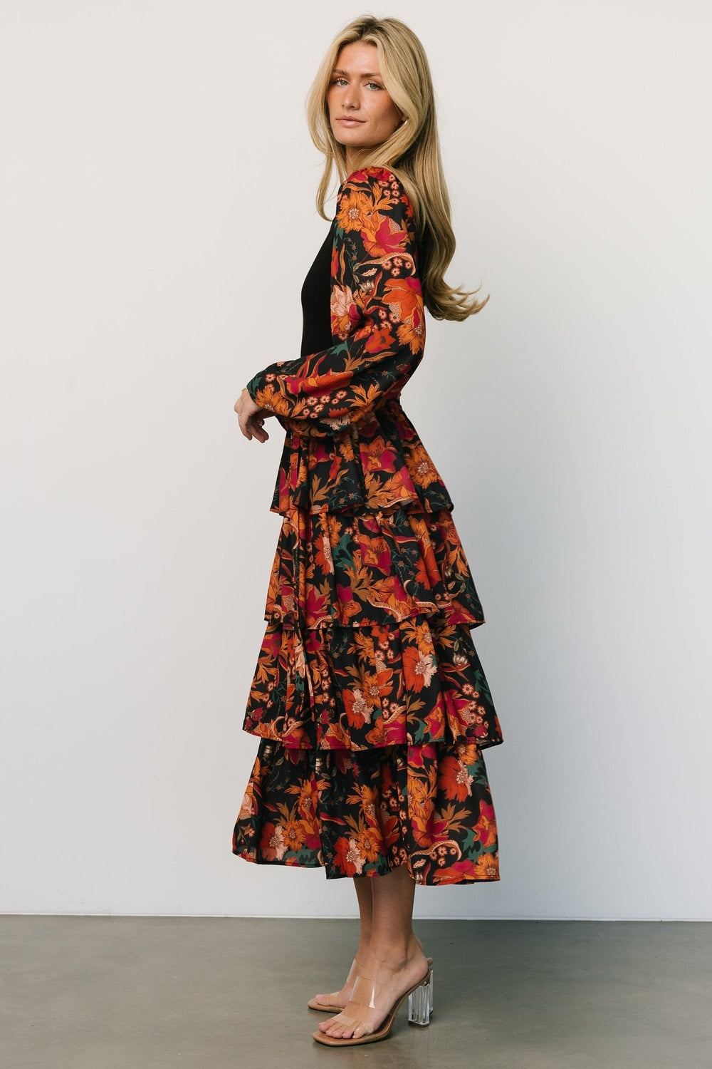 Sylvie Tiered Midi Dress | Baltic Born Black Multi