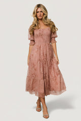 Fabian Jacquard Midi Dress | Baltic Born Mauve + Gold