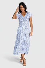Crete Midi Dress | Baltic Born Blue + White