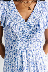 Crete Midi Dress | Baltic Born Blue + White