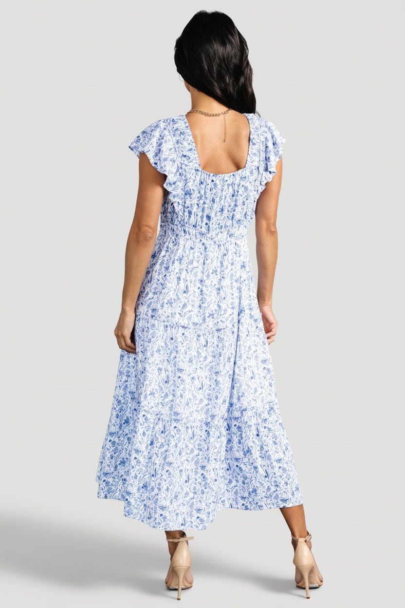 Crete Midi Dress | Baltic Born Blue + White