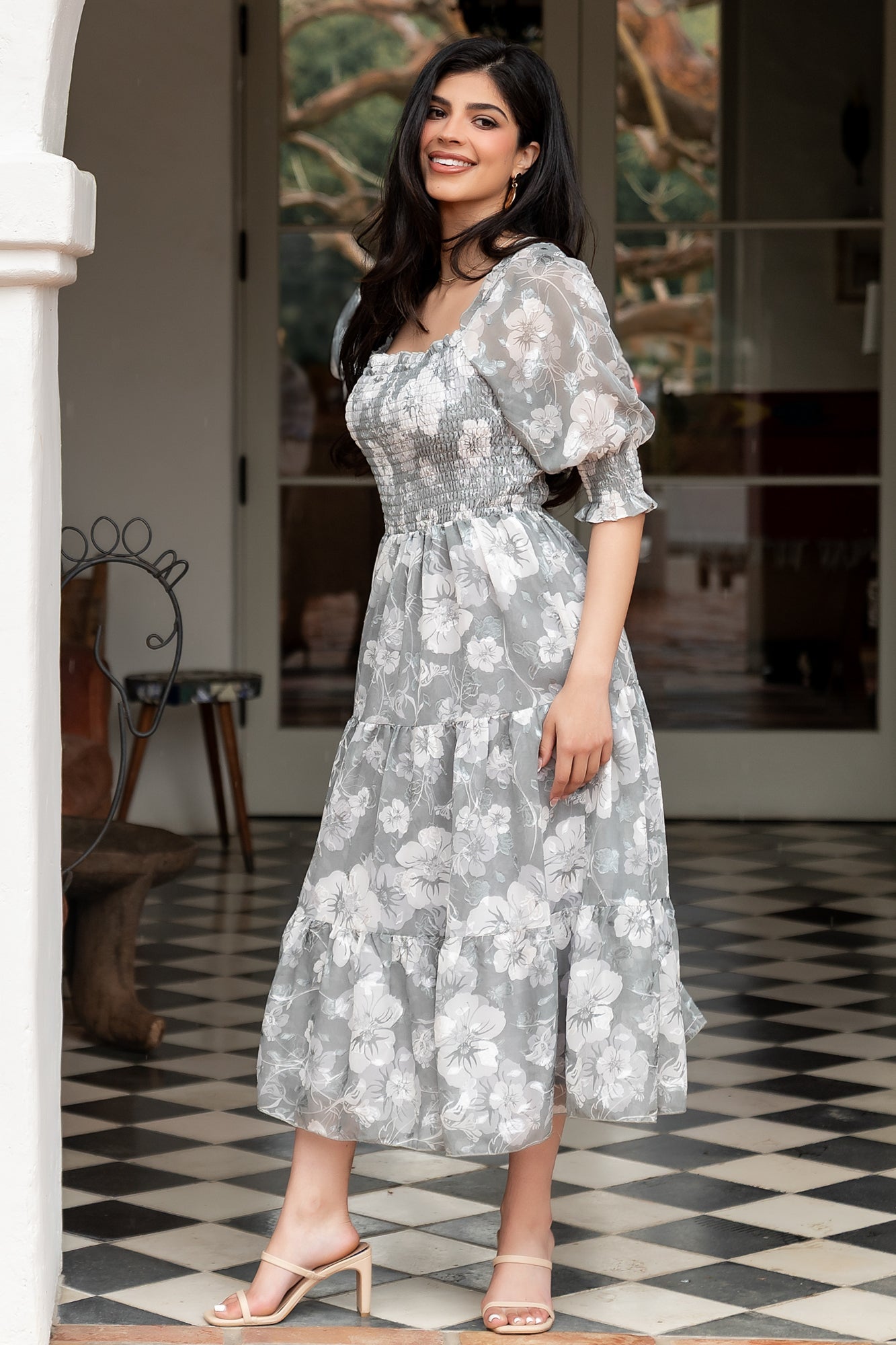 Fabian Jacquard Midi Dress | Baltic Born Dusty Sage