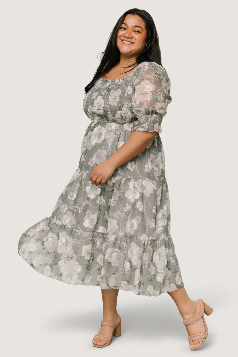 Fabian Jacquard Midi Dress | Baltic Born Dusty Sage